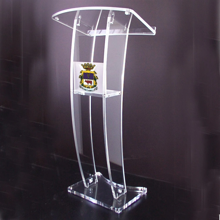 Contemporary Clear Acrylic Lectern & Podium with Storage Shelf Teacher Podium