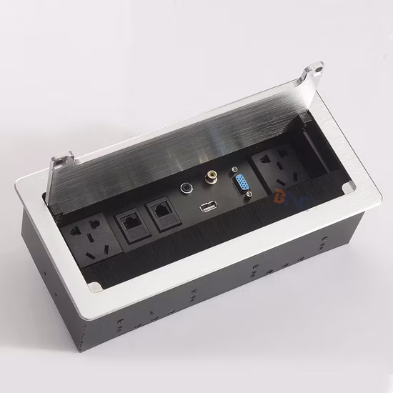 会議テーブル用長方形フリップアップ減衰マルチメディアソケット